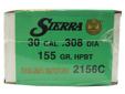 Sierra MatchKing Bullets- Caliber: 30 (.308")- Grain: 155- Hollow Point Boat Tail- MatchKing (Palma Match)- Per 500Specs: Bullet Type: HPBTCaliber: 30Grain: 155
Manufacturer: Sierra
Model: 2156C
Condition: New
Price: $146.25
Availability: In Stock
Source: