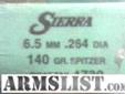 Sierra Boattail bullets for reloading . Five boxes of .338 , 215 gr boattail spitzer and five boxes of 6.5 , 140 gr. Spitzer boattail . $ 10.00 per box . These have been stored for awhile but are in sealed un-opened boxes . Must pick up . Will not ship .