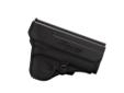 Made of durable, high-tech, black polymer, this right-handed holster has a built-in belt slide. This holster does not have the paddle mounted to the back like our other holsters.Features: - High-tech, black polymer, one-piece design features no rivets or