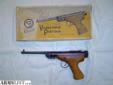 1960's manufacture ZVP air pistol. Still works great. break action single pump cocking. In good condition with original box, box has been taped at the corners and has seen better days! Originally made in Czechoslovakia.
Source: