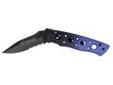 "
Schrade CK111S Smith & Wesson Extreme Ops Knives MP Black 40% Serrated Drop Point Blade, Aluminum Handle
Smith & Wesson Extreme Ops Blue Folder Knife, model CK111S, features a clip point black finished combo edge blade that opens smoothly with the