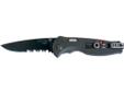 SOG Flash I Folding Knife, Assisted TiNi Combo Drop Point Clip 2.5" Bk. The Flash family of knives feature SOG Assisted Technology (S.A.T.), which employs a powerful piston lock that is easily released with a sliding button. The Flash I (Black TiNi) comes