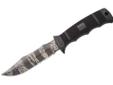 SOG SEAL Pup Fixed Blade Knife Tiger Stripe Combo Clip Point 4.85" Blk. Like its big brother, the SEAL Pup has a partially serrated blade that is powder coated for low-reflection and corrosion resistance. Its lightweight, glass-reinforced nylon (GRN)