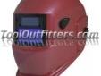 "
Titan 41260 TIT41260 Solar Powered Auto Darkening Welding Helmet - Red
Protects against UV and infrared radiation in variable shades from DIN 9 to DIN 13
Lens automatically darkens when arc is struck, returns to normal when welding stops
Powered by
