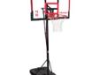 Enjoy years of recreational basketball fun in your backyard with the Spalding residential portable basketball system (model 72354), which features a 37-gallon base that fills with water or sand for stability. It offers a three-piece, 3.5-inch diameter