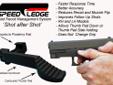The Speed Ledge allows all shooters from beginning to expert to manage pistol recoil and reduce grouping diameters, especially during follow-up shots.
The Speed Ledge is a mechanical device that enables you to control recoil by using your thumb as a