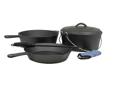 Cast Iron PreSeason 6Pc Cook Set- Frying pan(10")- Dutch Oven(10") with lid- 5 qt. chicken fryer- Dutch Oven lid lifter- Cast iron hot handle holder
Manufacturer: Stansport
Model: 16903
Condition: New
Availability: In Stock
Source: