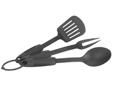 The Stansport nylon serving set includes a spatula, cooking spoon, and a fork. They're each constructed of high-quality nylon, are easy to clean, and safe for use with non-stick cookware. Features:- Includes a spatula, cooking spoon, and fork -