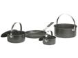 The Black Granites rugged steel construction will last for many years. The Black Granite Family Cook Set includes a 6 quart kettle, a 2 1/2 quart kettle with lid, a 1 1/2 quart pot with lid, and a 10" Frying Pan. Everything you need to cook a family