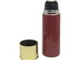 12 Gauge Shotshell Thermo Bottle - 25 oz. 3 cup capacity - Double wall 18-8 stainless steel insulated construction (BPA FREE) - Keeps drinks hot or cold for up to 24 hours - Insulated Cap - One touch stopper - Wide base cup is tip-over proof - Red