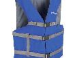 Adult Classic Series Life Vest - Blue Adult Classic Life Vest with encircling body belts and one chest strap Three adjustable belts Durable Crosstech flotation foam 200 denier nylon oxford shell 3M Scotchlite Reflective Material SOLAS-grade 6755 on panels