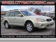 2005 Subaru Outback 2.5i Limited $9,950
Wheel City Motors
200 Smokey Park Hwy.
Asheville, NC 28806
(828)665-2442
Retail Price: Call for price
OUR PRICE: $9,950
Stock: 365255
VIN: 4S4BP62C257365255
Body Style: AWD 2.5i Limited 4dr Wagon
Mileage: 81,887