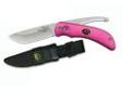 "
Outdoor Edge Cutlery Corp SP-30N Swingbabe (Pink) - Box
There's no mistaking who's knife this is
Simply push the lock button and the SwingBabe changes from a drop-point skinner to the ultimate gutting blade to open game like a zipper. This innovative