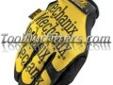 "
Mechanix Wear MG-01-009 MECMG-01-009 The OriginalÂ® Glove, Yellow, Medium
Features and Benefits:
The Clarino Synthetic Leather palm and fingertips extends the life of the glove
Thermal Plastic Rubber hook and loop cuff closure and two-way stretch Spandex