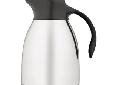 Stainless Steel Carafe Double wall vacuum insulation keeps beverages hot or cold for hours Unbreakable stianless steel interior and exterior Cool to the touch with hot liquids Sturdy ergonomic handle One-push stopper for easy one hand pouring Volume: 51