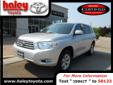 Haley Toyota
Hull Street & Route 288, Â  Midlothian, VA, US -23112Â  -- 888-516-1211
2009 Toyota Highlander
HALEY TOYOTA HAS IT FOR LESS-FREE CARFAX REPORT
Price: $ 22,853
FREE Vehicle History Report Call 888-516-1211 
888-516-1211
About Us:
Â 
Â 
Contact