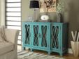 Contact the seller
Coaster Furniture CST-950245, Finished in a classic teal blue color, this accent cabinet features four doors with plenty of shelf space inside. Detailed carvings dress up each glass cabinet door and are paired with complementary door