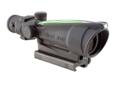 ACOG 3.5x35 scope with Green Chevron BAC Reticle- The ranging reticle is calibrated for 5.56 (.223 cal) flat-top rifles to 800 meters. Includes Flat Top Adapter. The chevron reticle is designed to be zeroed using the tip at 100 meters. The width of the