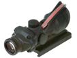ACOG 4x32 Scope with Red Chevron BAC Flattop Reticle - includes Flat Top Adapter. Features Dual Illumination (Fiber Optic provides daylight illumination and tritium illuminates reticle at night). The ranging reticle is calibrated for 5.56mm (.223 cal)