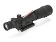 Trijicon ACOG Rifle Scope 5.5x50 Red Chevron .223 BAC Matte - includes Flattop Adapter. The Trijicon 5.5x50 Rifle Scope with Red Chevron BAC Flattop 223 Reticle is designed to be zeroed using the tip at 100 meters. The width of the chevron at the base is