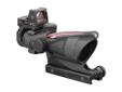 Trijicon ACOG Rifle Scope 4x32 Dual Illuminated Red Chevron .223 Ballistic Reticle with 3.25-MOA RMR Sight Matte - includes TA51 Mount. Adapted from the battlefields, US Forces have begun improving this proven Trijicon ACOG scope by adding a small red dot
