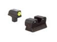 The HD Night Sights were specifically created to address the needs of tactical shooters. The three dot green tritium night sight set?s front sight features a taller blade and an aiming point ringed in photo luminescent paint while the rear sight is