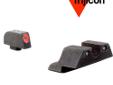 Trijicon HD Night Sights, Glock 17,19, 22 thru 28, 31 thru 35, 37, 38, 39 - Orange Outline. The three dot green tritium night sight sets front sight features a taller blade and an aiming point ringed in photoluminescent paint while the rear sight is