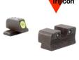 Trijicon HD Night Sights, Sig P225, P226, P228 & P239 - Yellow Outline. The three dot green tritium night sight sets front sight features a taller blade and an aiming point ringed in photoluminescent paint while the rear sight is outlined in black and