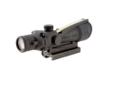 ACOG 3.5x35 scope with Amber Crosshair Reticle?the ranging reticle is calibrated for 7.62mm (.308 cal) flat-top rifles to 1200 meters. Includes Flat Top Adapter. Daytime illumination is provided by fiber optics and Tritium illuminates the scopes at