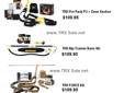 TRX Suspension Pro Trainer P2, TRX Force Kit, TRX Rip Trainer.
The TRX Suspension Trainer consists of a harness with two handholds of adjustable length. You can hang it from beams in your house, a closed doorway, bars, trees outside, etc..
TRX fitness