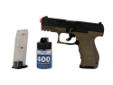 Walther PPQ Special Operations Airsoft Spring Pistol by Umarex - Tan / BlackFeatures:- Fully Licensed Walther Trademarks- Made from High Strength Polymer- Package comes with 2x Magazines and 400 BBsSpecifications:- Dimensions: 180mm x 130mm- Magazine