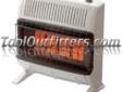 "
Mr. Heater, Inc. F255693 MRHF255693 Vent Free 30,000 BTU Radiant, Natural Gas Heater
Features and Benefits:
CSA Certified
Oxygen depletion sensor for safety indoors
Thermostat for automatic temperature control
Quiet integrated blower for gentle