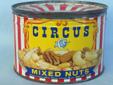 Circus Mixed Nuts Tin 13 oz. Copyright date of 1957. It's in great condition. $15
If you're a tin collector, it's worth the drive to Castle Rock to come check out our selection! We have one of the largest tin collections in the Northwest! Here are just