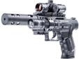 Walther NightHawk Tactical .177 Caliber Air Gun CO2 Powered - 400 fps. The Walther NightHawk comes with a compensator, red dot point sight which has 11 brightness settings, a CO2 repeater system powered by 12g CO2 capsules, and a side mounted Walther