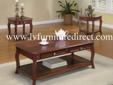 Warm Brown Cherry Finish 3PC Table Group
Product ID#701508
Description:
This warm brown cherry finish 3pc table group features a
parquet wood inlayed top and storage drawers.
End Table: 24"l 22"w 22"h 
Coffee Table: 47-3/4"l 23-1/2"w 18"h
PLEASE VISIT US
