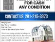 We Buy Houses Cash ? Guaranteed ! Need to sell fast? we can help
? Ugly Home
? Pretty Home
? Facing Foreclosure
? Too Many Repairs
? Inheritance
? Divorce
? Tired of being a Landlord
Whatever the situation, we can help you find a solution. We pay all