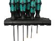 6 Rack Screwdriver Set - Kraftform Plus Lasertip and RackApplication: For slotted and Phillips screwsContent: 6 piece set in display carton and rack334: 1 x 1.2x6.5 x 150335: 1 x 0.5x3.0 x 80; 1 x 0.8x4.0 x 100; 1 x 1.0x5.5 x 125350 PH: 1 x PH 1x80; 1 x