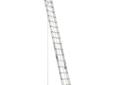 This extra heavy-duty aluminum extension ladder has a duty rating of 300 pounds (type IA). The rungs are aluminum slip-resistant Traction-Tred D rungs. Rungs are connected to the rails with Werners exclusive Alflo rung joint connection for twist-proof