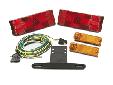 Waterproof Over 80" Low Profile Trailer Light KitThe kit comes complete with two tail lights, two sealed amber surface mount clearance/side marker lights with reflex lens, 25' trailer wiring harness cable with molded four prong plug, 4' four wire car