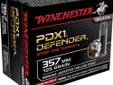 Winchester PDX1 Defender Ammunition, 357 Magnum, 125Gr JHP - 20 Rounds. When it comes to the safety of you and your family, choose the ammunition that delivers a threat stopping combination of the most innovative Winchester personal defense technologies
