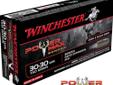 Winchester SuperX, 30-30 Winchester, 150Gr Power Max Bonded HP - 20 Rounds. Winchester's proprietary bonding process welds lead to a copper alloy jacket where the two act together during expansion for improved penetration and retained weight. The