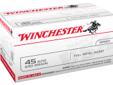 Description: Value PackCaliber: 45 ACPGrain Weight: 230GrModel: USAType: Full Metal JacketUnits per Box: 100Units per Case: 500
Manufacturer: Winchester Ammo
Model: USA45AVP
Condition: New
Availability: In Stock
Source: