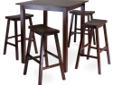 ï»¿ï»¿ï»¿
Winsome's Parkland 5-Piece Square High/Pub Table Set in Antique Walnut Finish
More Pictures
Lowest Price
Click Here For Lastest Price !
Technical Detail :
5-Piece Table and Saddle Seat Stools Set
Solid wood construction
Antique Walnut finish