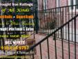 Wrought iron railings NC. Hand rails & custom safety rail, design & installation. (919) 618-9757
Railings for stairs, balcony, porch & deck railing, guard rail, indoor & outdoor (interior & exterior)
stair railing (handrail) for steps. Metal (aluminum) &
