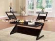 Z Style 3PC Occasional Group in a Rich Cappuccino and Black.
Product ID#701507
Description:
This Z style 3pc occasional group features a updated modern
look and finished in a rich cappuccino and black.
Dimensions:
End Table:
22-1/2"l x 22-1/2"w x 23"h